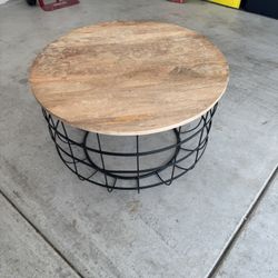Round Metal And Wood Coffee Table
