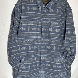 Lucky Brand Jacket Mens 2XL Shacket Southwest Aztec Blue Shirt Flannel