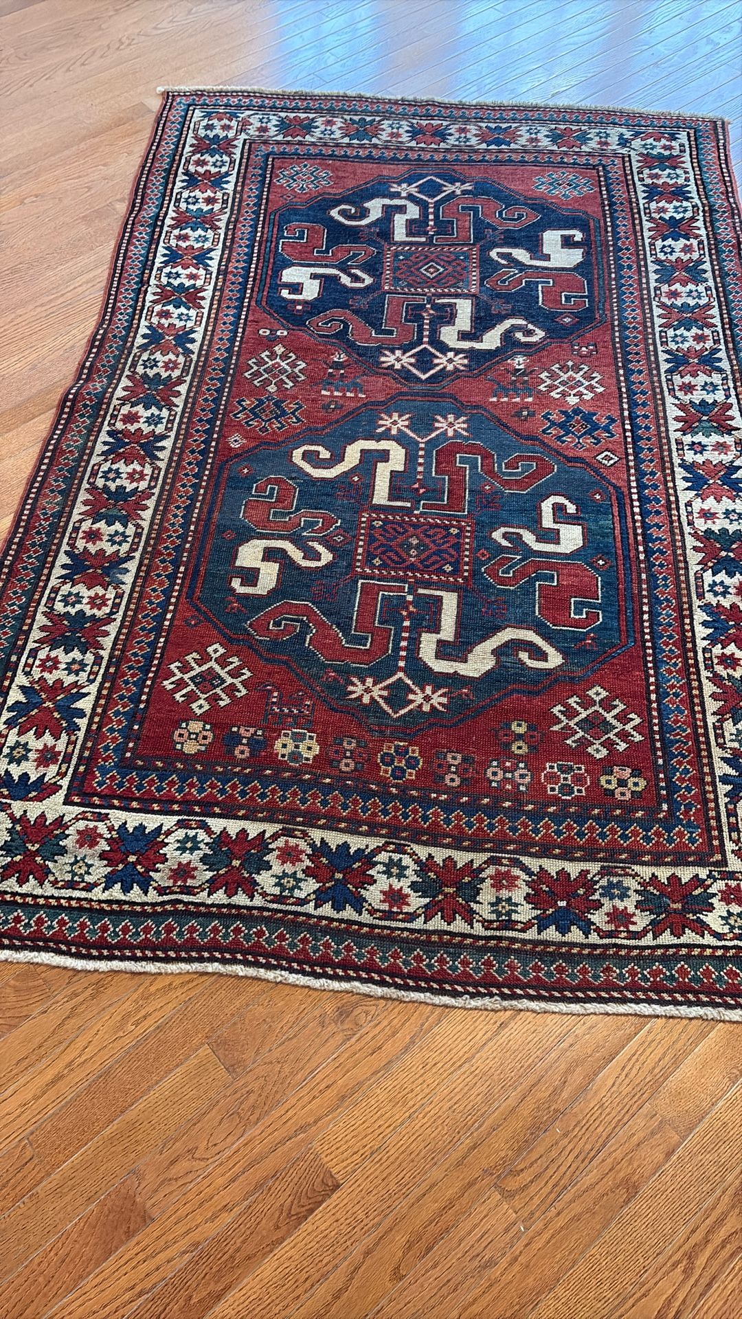 1870 Antique Caucasian Kazak Rug 5x7