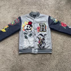 Gray reason graphic jacket designed in new york city