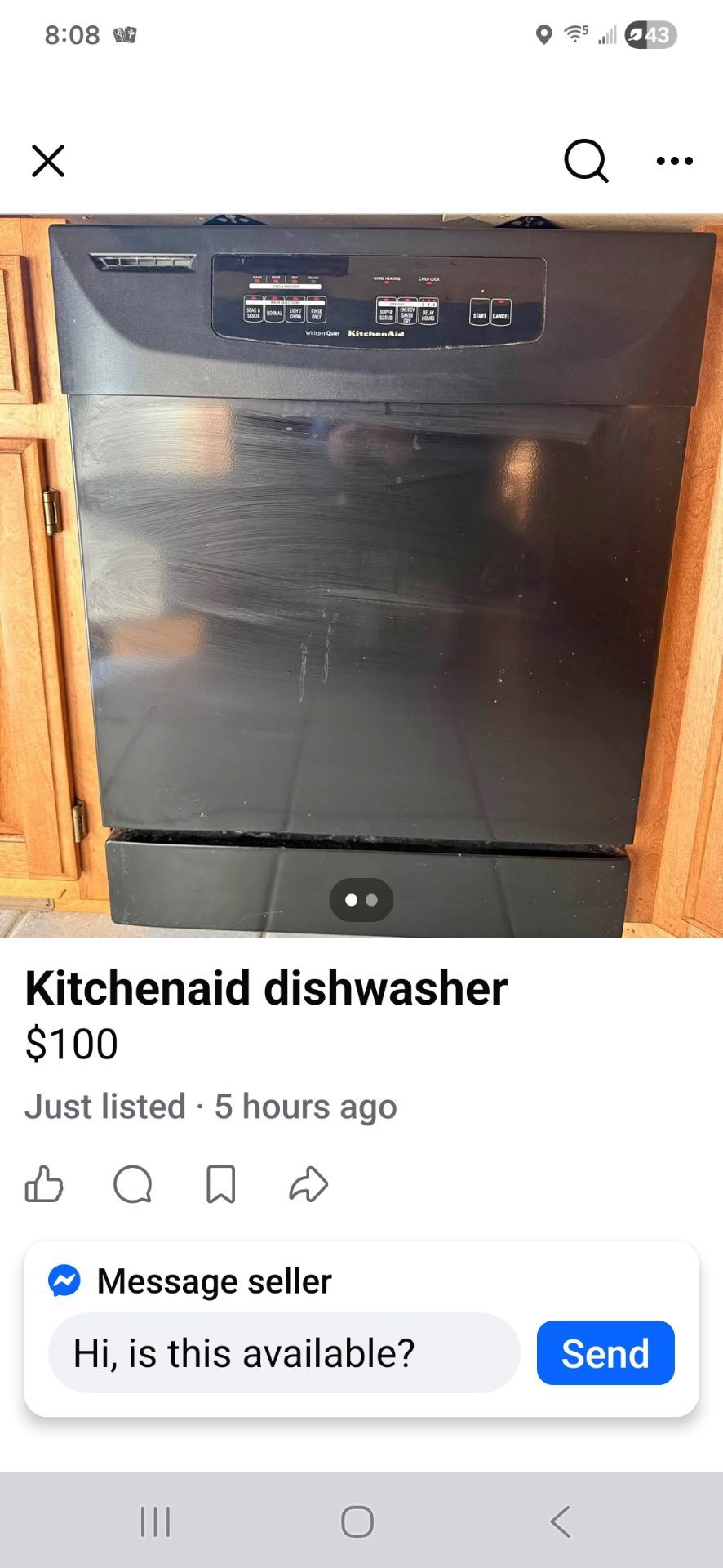 USED KITCHEN AID DISHWASHER Pick up in Schereville Indiana or Palos Hills
