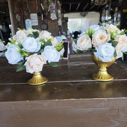 Complete Party/Event Decor & Tableware Bundle (Gold Centerpieces, Plates, Flutes)
