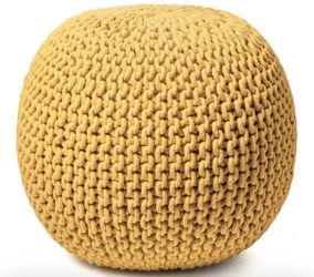 Small Round Pouf Ottoman Hand Knitted 100% Cotton Pouf Foot Stool for sale LAST ONE