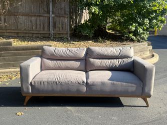 Modern Gray Loveseat with Wood Legs β FREE Curbside Delivery