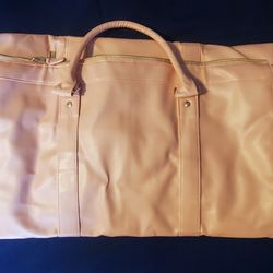 Carry On Garment Bag, Large Polyester Faux Leather Duffle Pink Bag Waterproof