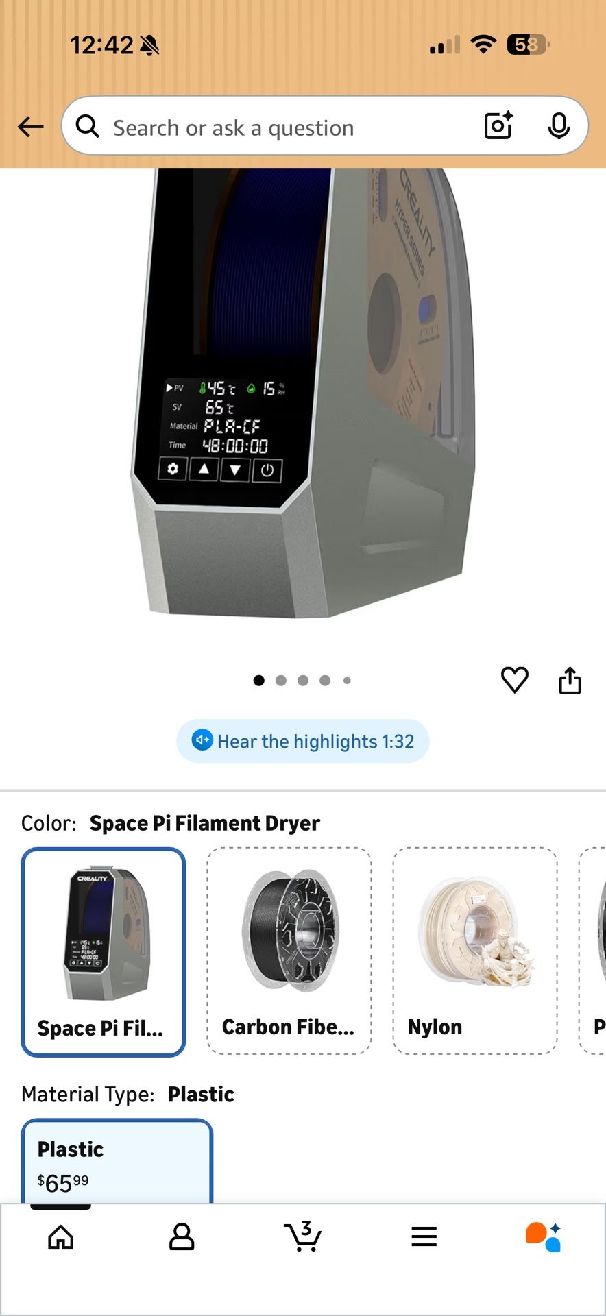 NIB Filament Dryer 3d