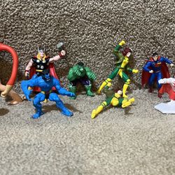 Marvel DC comics lot of 10 figures Mini X-men Hulk Superman Robin 3”-5” tall