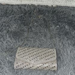 silver rhinestone clutch purse 