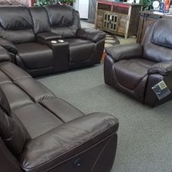 Power Reclining Sofa And Love Seat In Stock For Immediate Delivery 