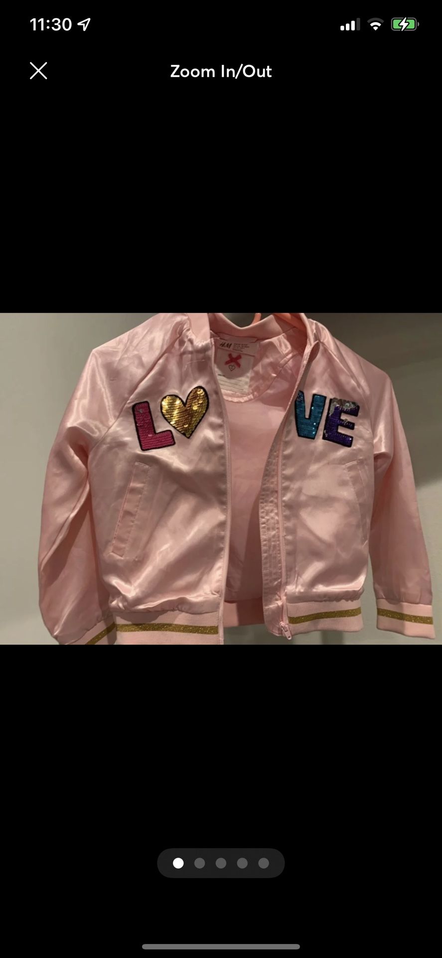 H & M pink Satin Bomber Jacket size 4-5