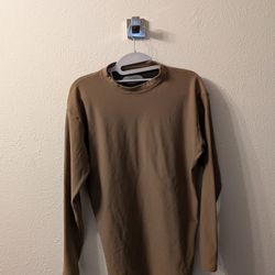 Under Armour Base Layer Shirt Mens Large Brown Coldgear Mock Neck Fitted Top
