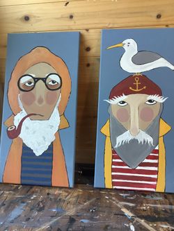 Old Fisherman And Old Sailor Original Paintings
