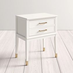 Westerleigh 1-Drawer 28” Nightstands Set of 2 Matching White Gold