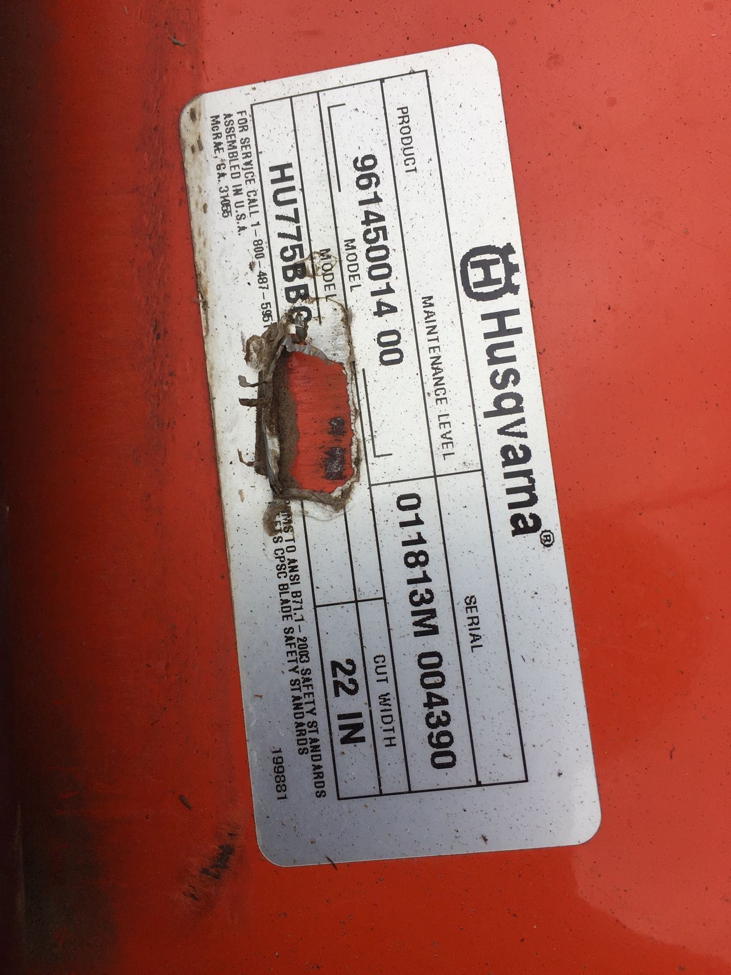 Husqvarna HU775BBC Briggs&Stratton 7.75 , 175cc (PARTS) for Sale in