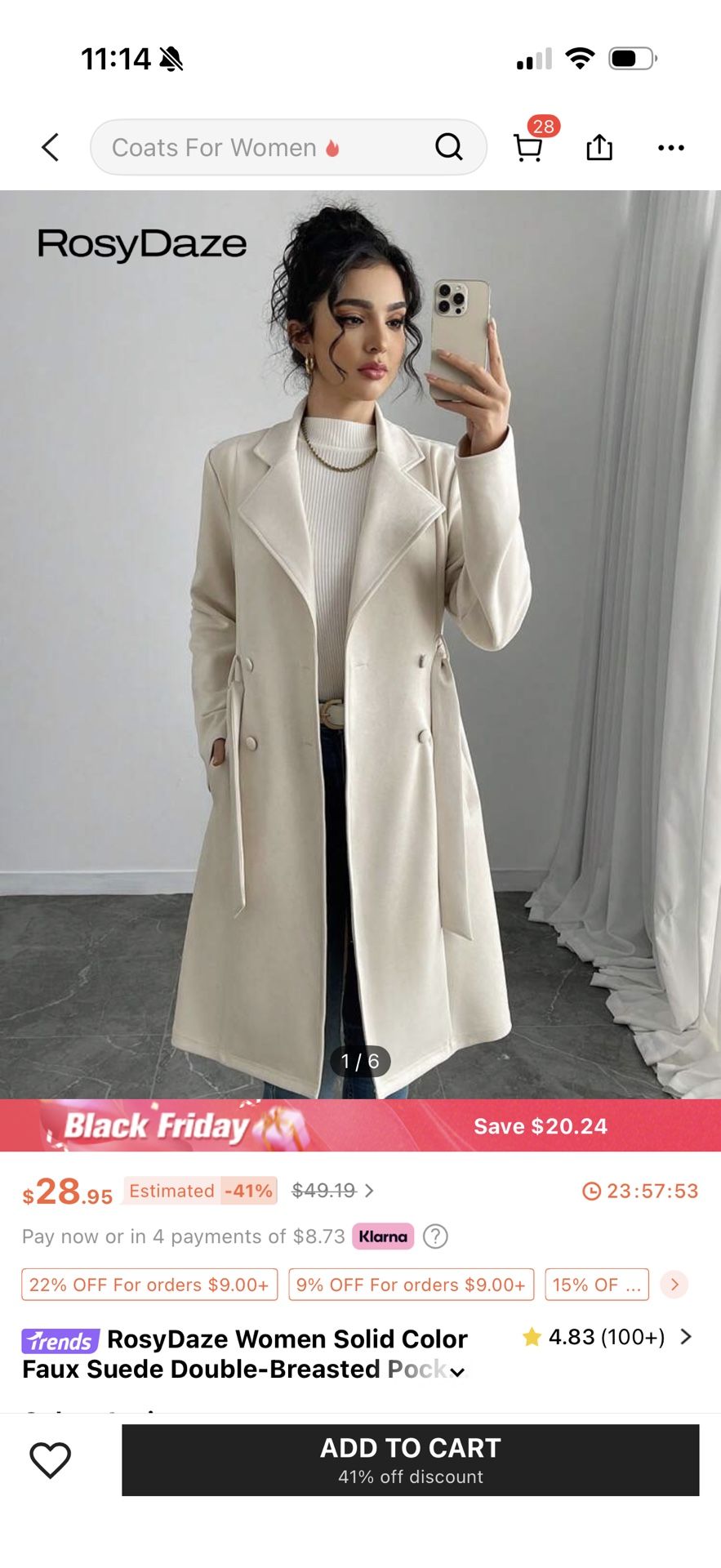 RosyDaze Women Solid Color Faux Suede Double-Breasted Pockets Regular Jacket Fall Winter Cloth For Women