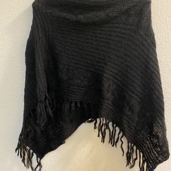 Black Knit Poncho/Shawl