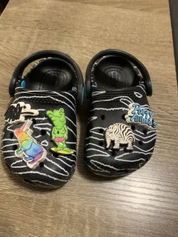 Ron English x Classic Clog Kids 'Party Animals - Zebra Black'