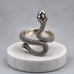 Silver Snake Wrap Ring