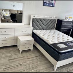 BEAUTIFUL NEW COLBY PLATFORM QUEEN BEDROOM SET ON SALE ONLY $699. IN STOCK SAME DAY DELIVERY!! EASY FINANCING 