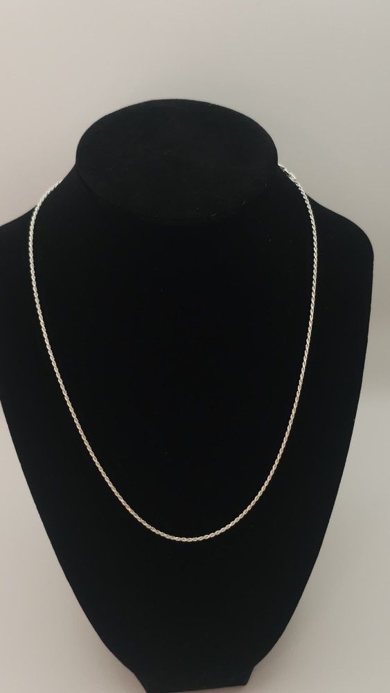 18” Sterling Silver Rope Chain – 925 Italy – New