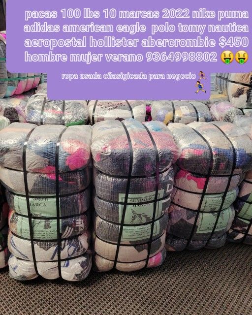 Pacas 100lbs Ropa Usada Clasificada Para Negocio 450 for Sale in