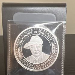 Collectible Teddy Roosevelt Silver Coin 