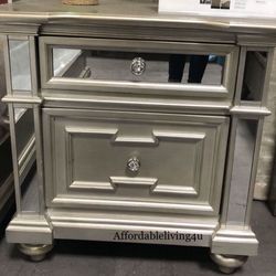 Silver Mirrored Nightstand Brand New In Box 