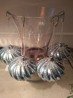 Christmas handmade ornaments new shatterproof teal silver bundle with other items for one shipping fee