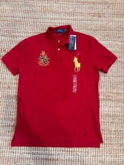 Polo Ralph Lauren Red Polo Shirt with Gold Logos – New with Tags – Size M