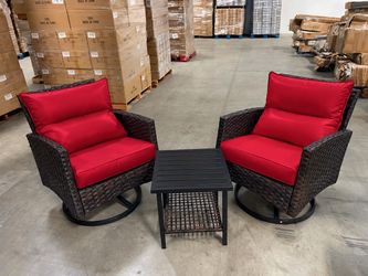 3-Piece Outdoor Wicker Swivel Chair and Table Set