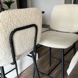 boucle white bar stools set f 2 