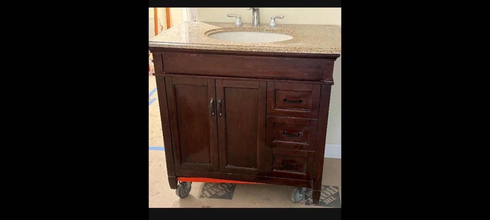 36in MARBLE TOP VANITY WITH FAUCET