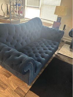 3-piece blue plush living room furniture set