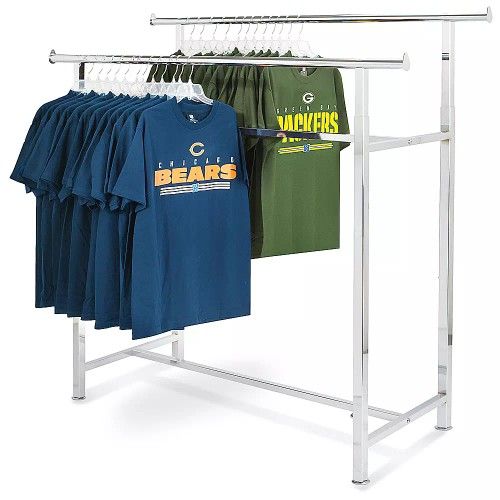 Double-Rail Clothes Rack With Wheels