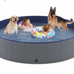 Niubya Foldable Dog Swimming Pool, Collapsible Hard Plastic, Portable Bath Tub for Pets Dogs and Cats, Pet Wading Pool for Indoor and Outdoor, 72 x 12