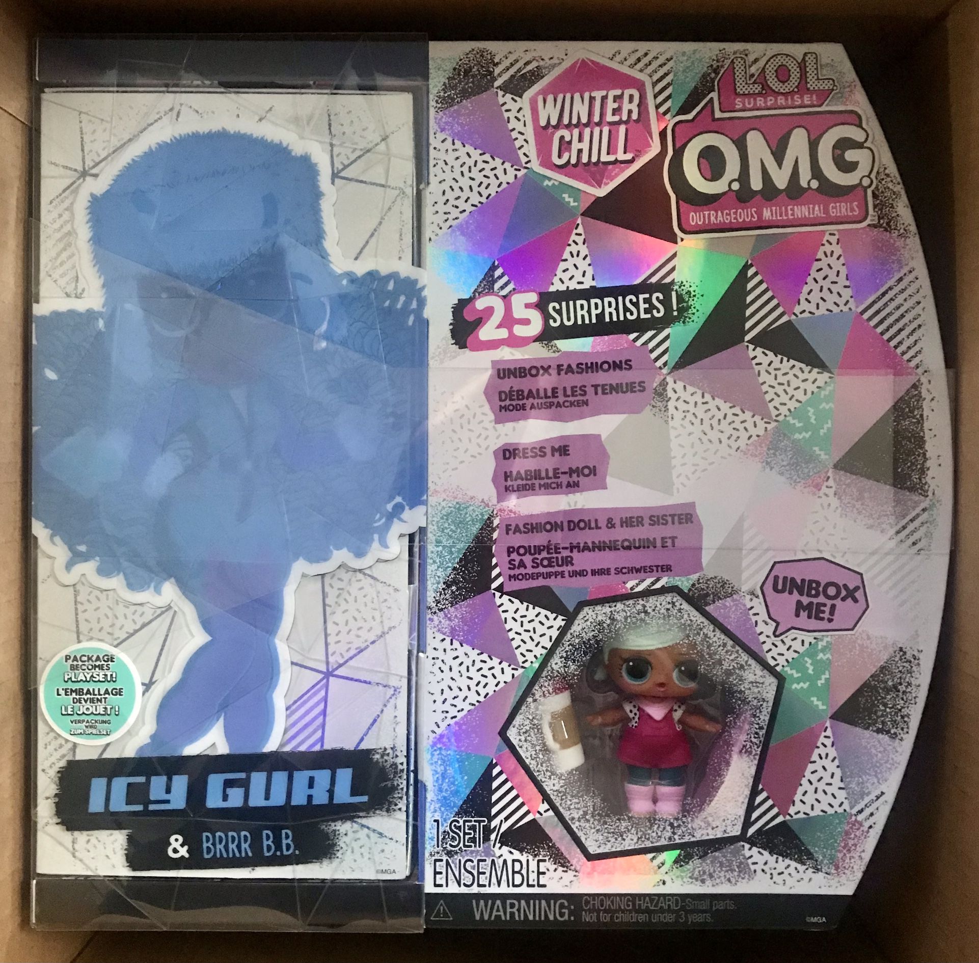 LOL Surprise OMG Winter Chill ICY Gurl Doll & Brrr BB Doll - 25 Surprises NEW!