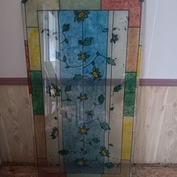 Custom Glass Table Top Floral Design