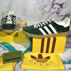👟 Adidas x Gucci Gazelle Green Suede Sneakers – Sizes 10.5 & 11 Ready!