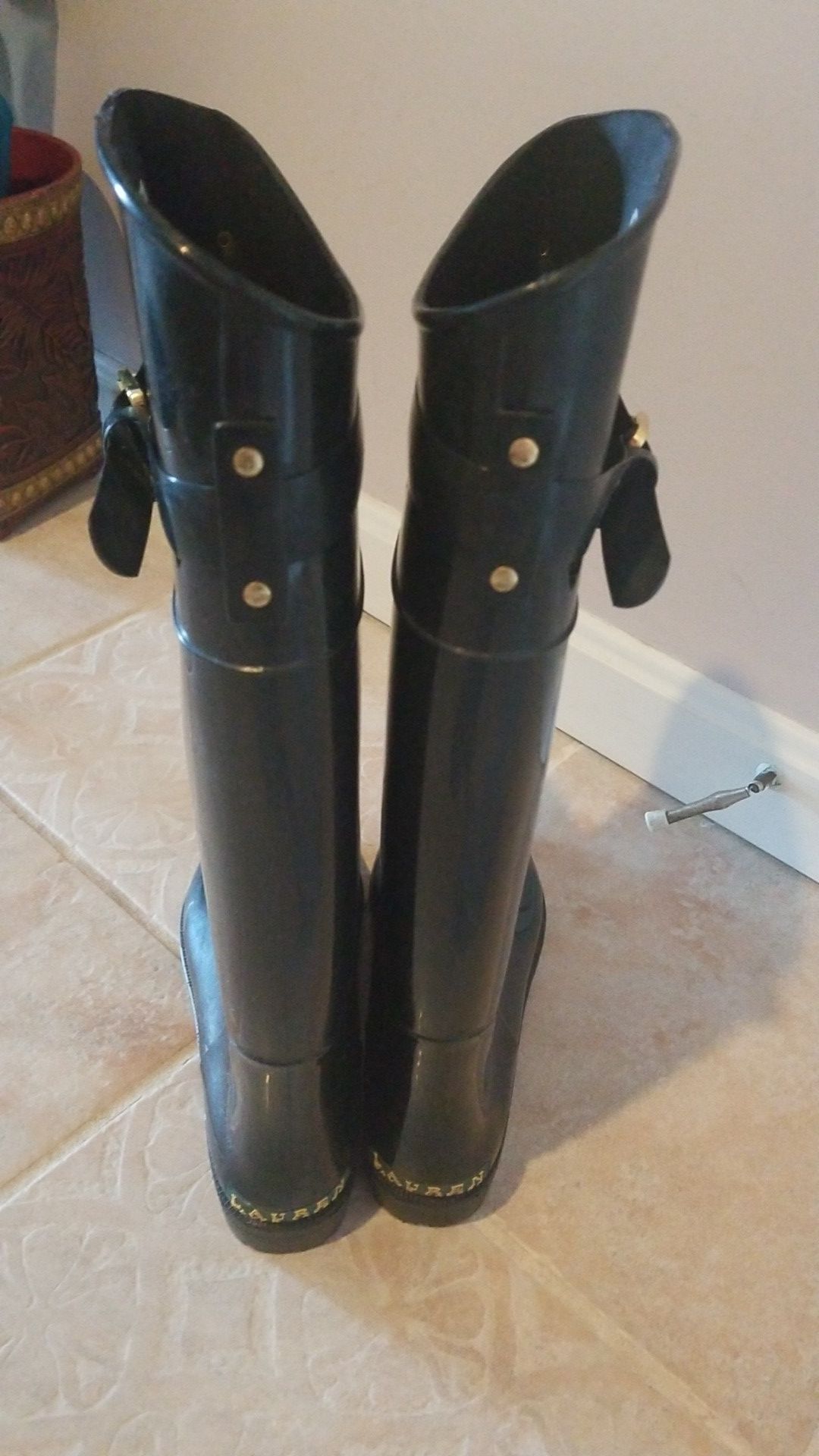 Ralph Lauren tall rain boots in black