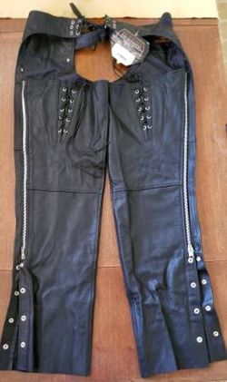 New Men's 2XL Leather Motorcycle Chaps