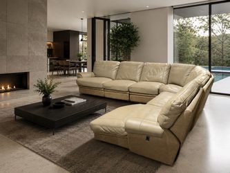Almost New Leather Reclining Theater Sectional Sofa