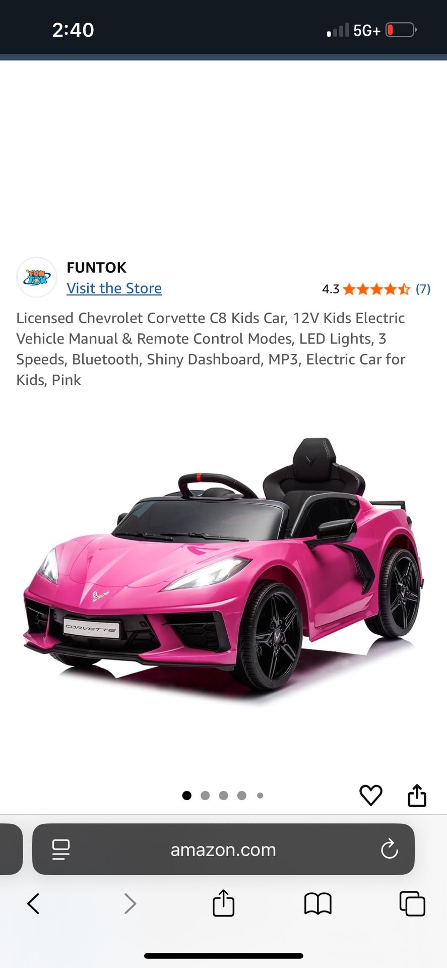 Corvette Battery Operated Car For Kids
