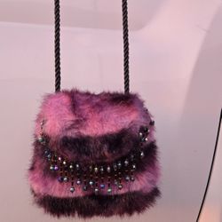 Magenta Stripe Fuzzy Bag By Christine Clarke