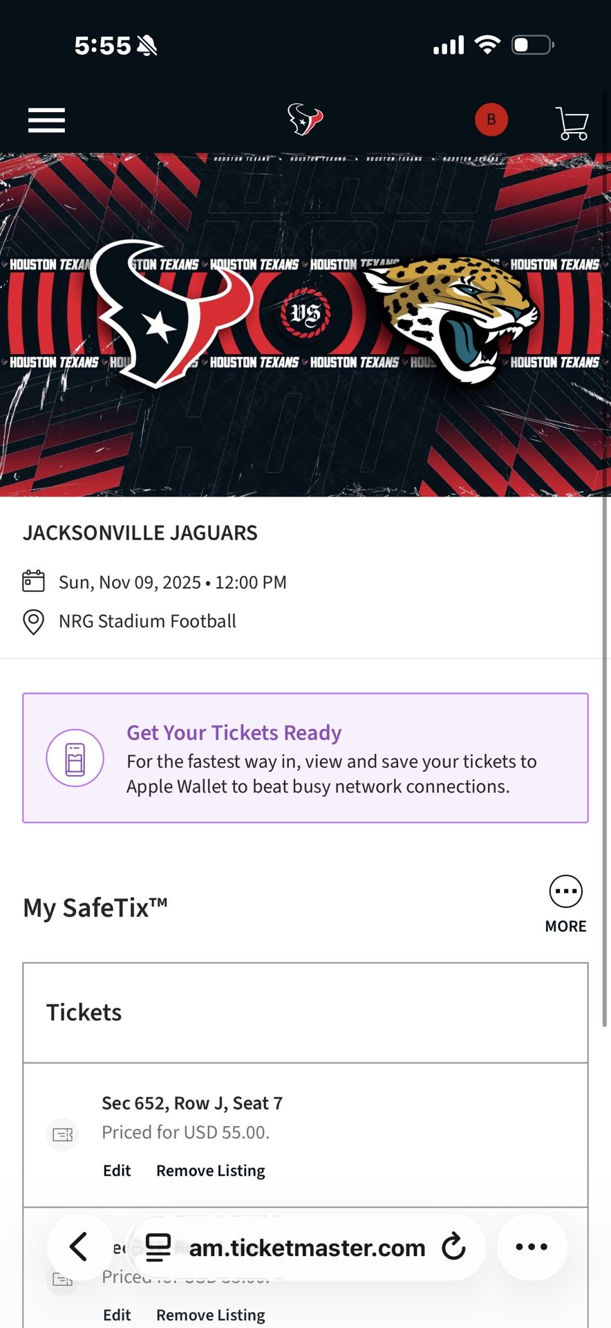 Houston Texans 2 Tickets Jacksonville Jaguars