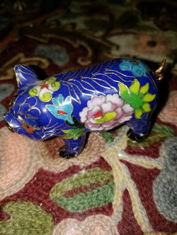 Cloisonne enamel boar pig