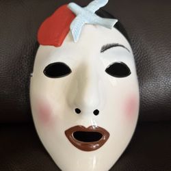 Vtg 80's Vandor Pelzman Design Ceramic Mask Heart And Bird 1985 Japan Rare