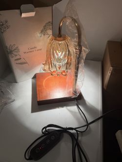 Open Box Candle Warmer Lamp Dimmable Timer Wood Base Glass Shade GU10 Bulbs