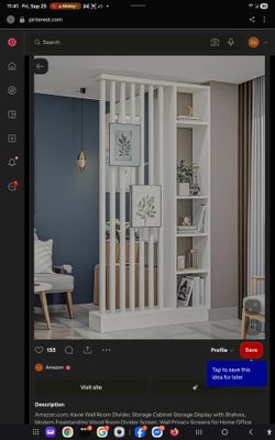White Wood Room Divider with Shelves