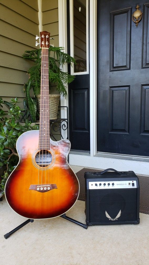 Crestwood Acoustic Bass Guitar And Dean Amp 