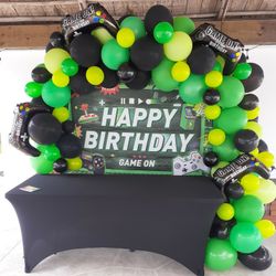 Birthday Balloons Decorations Boy Girl Cake Table Gaming Game On Theme